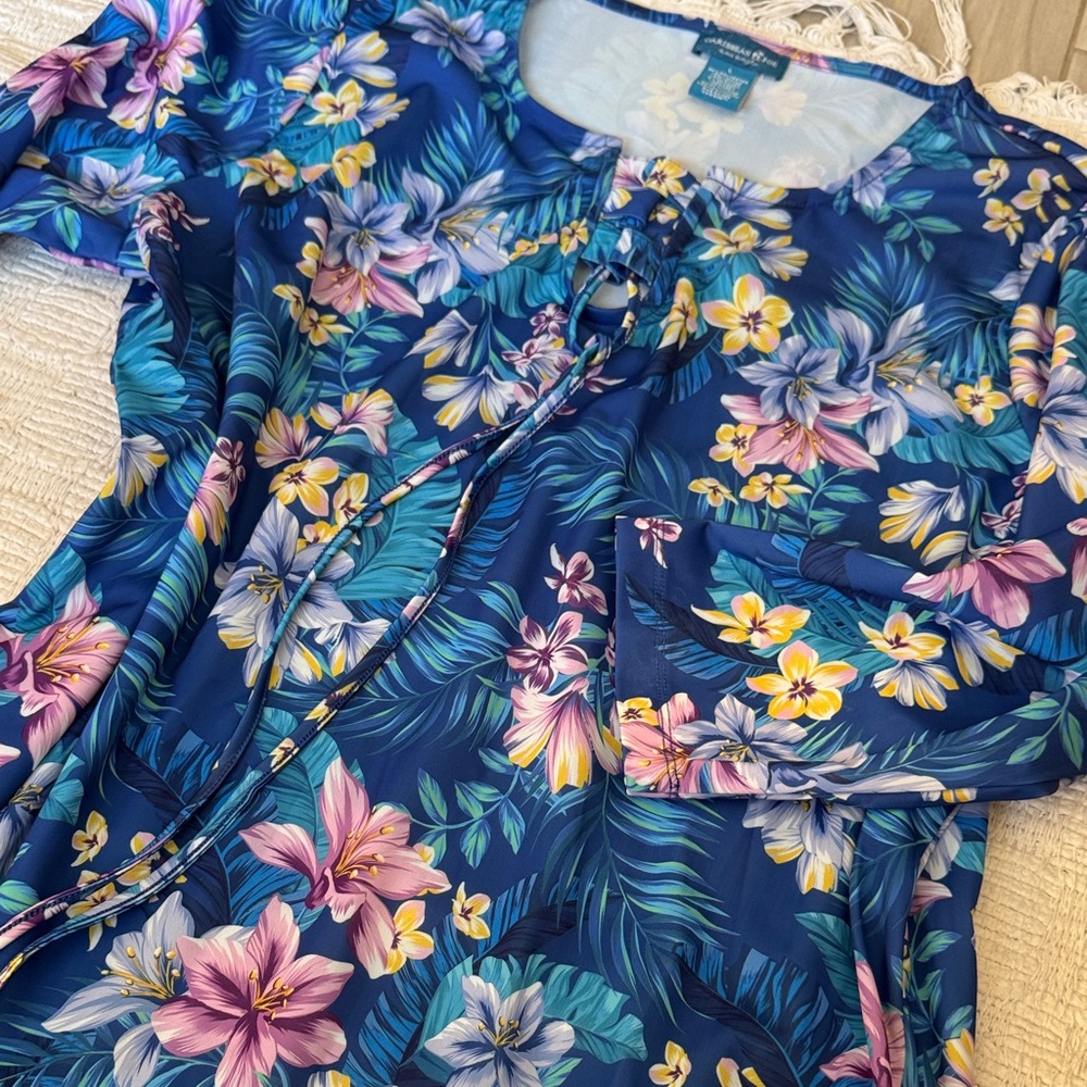Caribbean Joe Tropical Floral Women's tunic printed dress - Picture 5 of 5